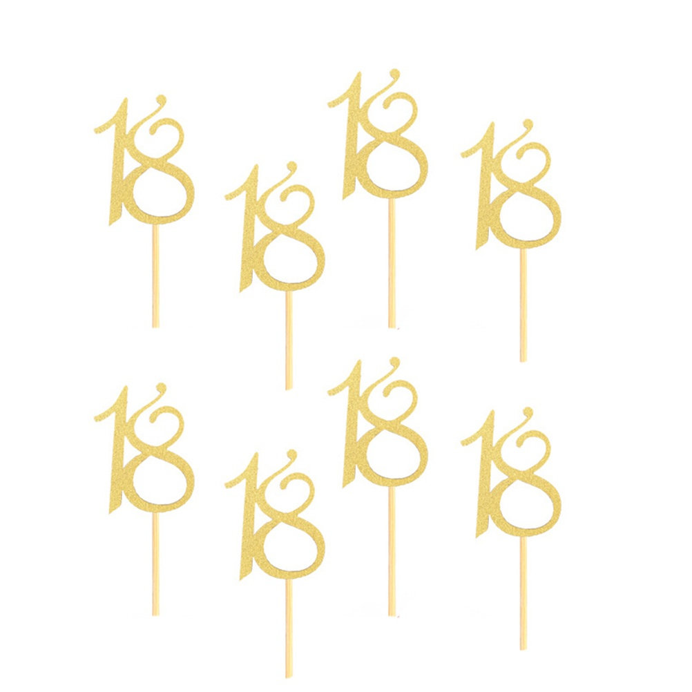 Ice Pick Pick - 48 ชิ้น ท็อปเปอร์เค้กสไตล์แฮนด์เมดสุดประณีตสำหรับวันเกิดครบรอบ 18 ปี ตกแต่งคัพเค้ก