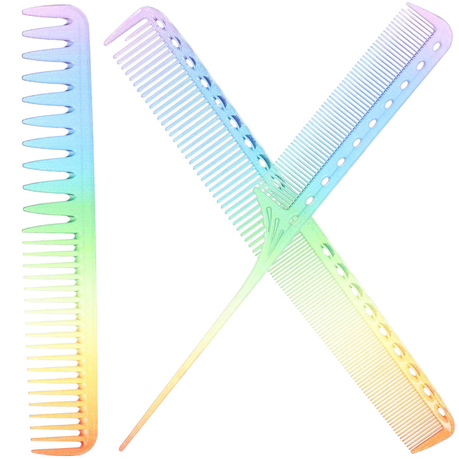 Home Barber - หวีตัดผม 3 ชิ้น หวีจัดแต่งทรงผม สีสันสดใส ทนความร้อน