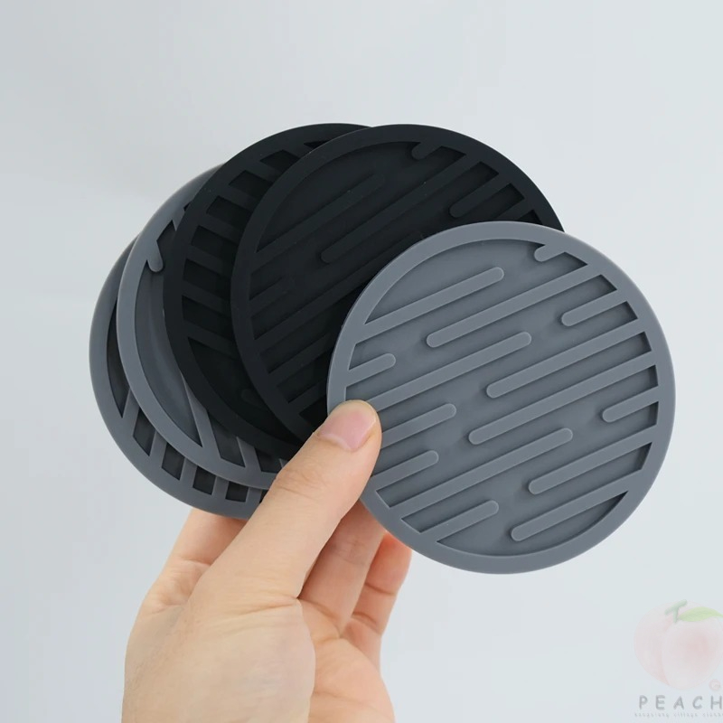 Bar Mat Rubber - 10 ซม.ซิลิโคน Coasters รอบยางทนความร้อนถ้วยชาตารางเครื่องดื่มแก้วกาแฟแก้วผู้ถือเครื่องดื่ม Pad Decor