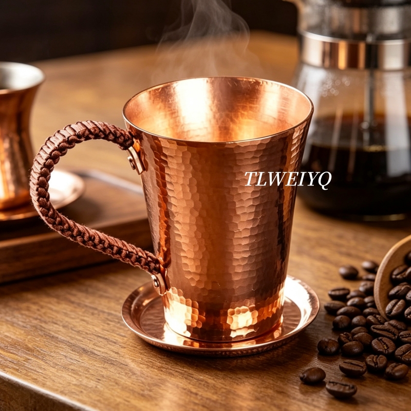 Mule Copper Mug - แก้วกาแฟทองแดงวินเทจ มีฝาปิด 400 มล. สำหรับใช้ในบ้าน แก้วเครื่องดื่มเย็น