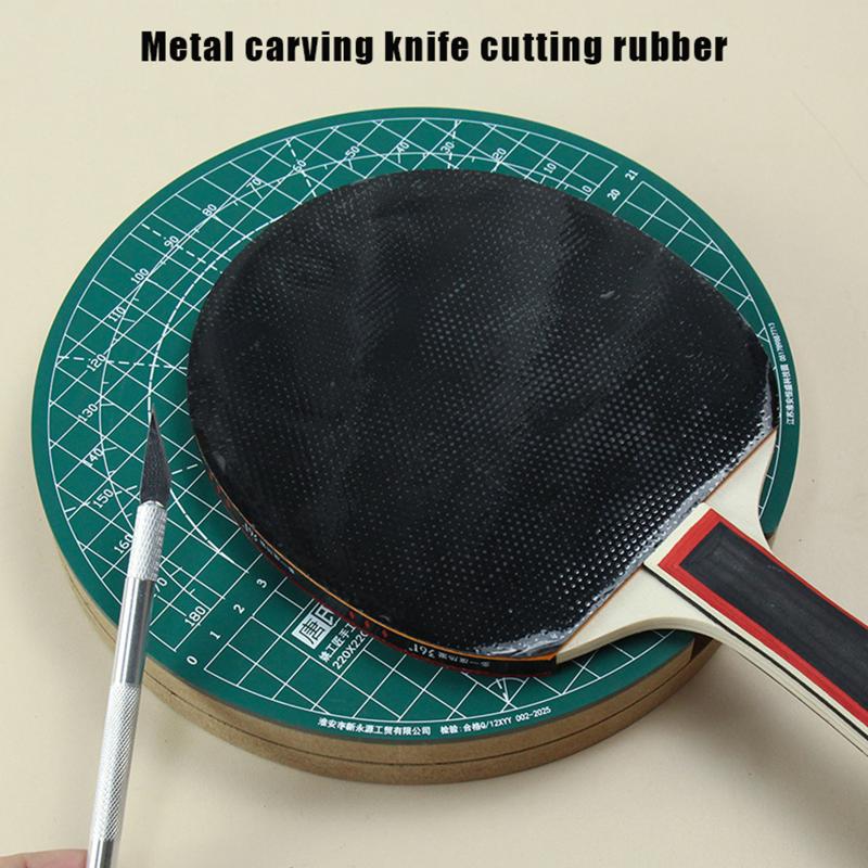 Bar Mat Rubber - ชุดแผ่นรองตัดยางปิงปองแบบหมุนได้ พร้อมมีดตัด อุปกรณ์ติดตั้งไม้ปิงปอง