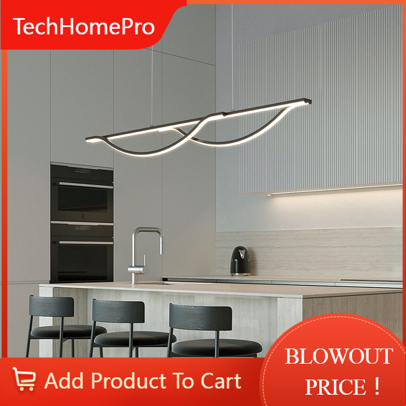 Home Bar Word - โคมไฟระย้าร้านอาหาร TechHPLed สไตล์นอร์ดิกเรียบง่าย โคมไฟติดเพดานแบบเส้นเดียวสำหรับห้องรับประทานอาหาร บาร์ โต๊ะอาหาร
