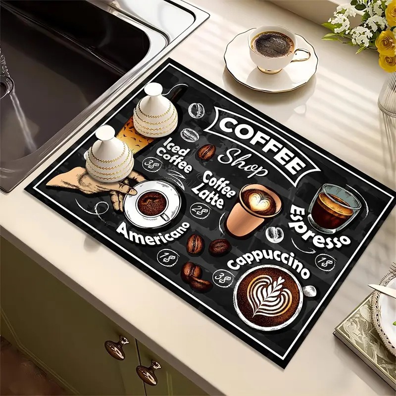 แผ่นรองครัวลายกาแฟสุดสร้างสรรค - Bar Mat Rubber บทวิจารณ์และราคา