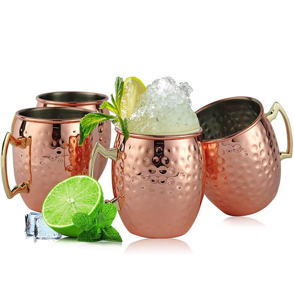 2Pcs 100% 18Oz Hammered ทองแดง - Mule Copper Mug บทวิจารณ์และราคา