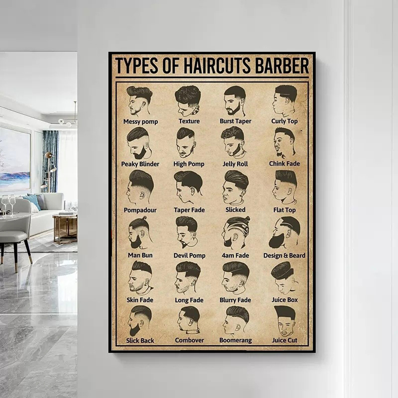 โปสเตอร์ร้านตัดผมแบบไร้กรอบ สไ - Home Barber บทวิจารณ์และราคา